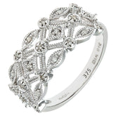 0.1ct Round Diamond Pave Set Statement Ring in UK Hallmarked 9ct White Gold